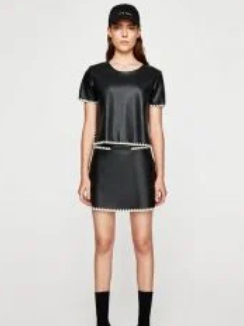 Zara Black & Cream Trim Two-Piece Set Size Small
